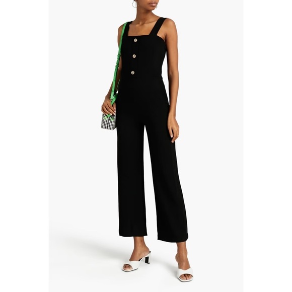 Maje Pampi Crepe Logo Button Overall Jumpsuit, EU Size 40